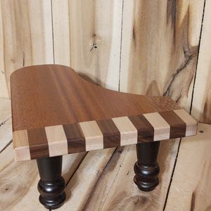 Raised Grand Piano Wood Serving Tray Cheese Plant Stand. 8" x 10" 4 3/4" tall